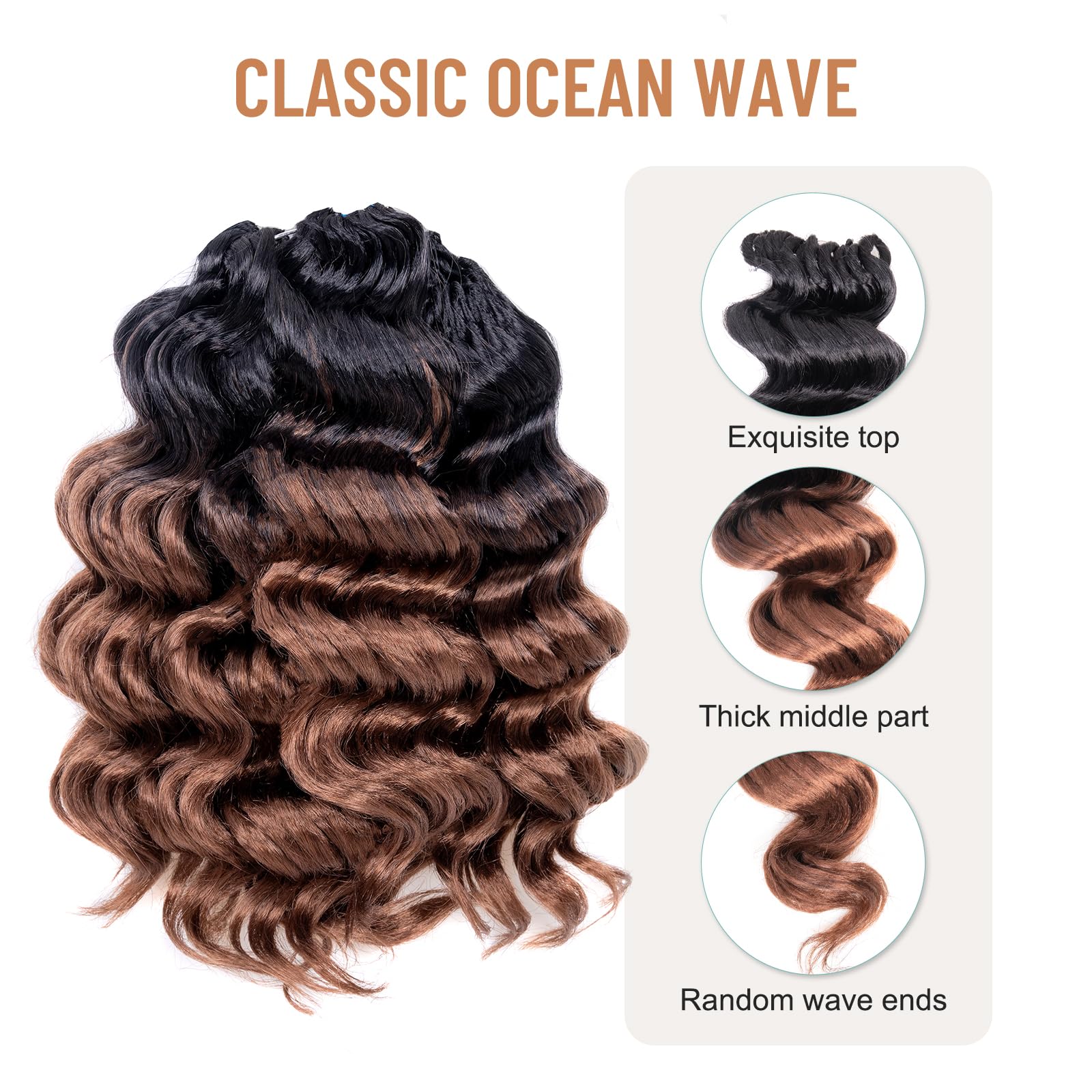 Amazon.com : ToyoTree Ocean Wave Crochet Hair - 9 Inch 8 Packs